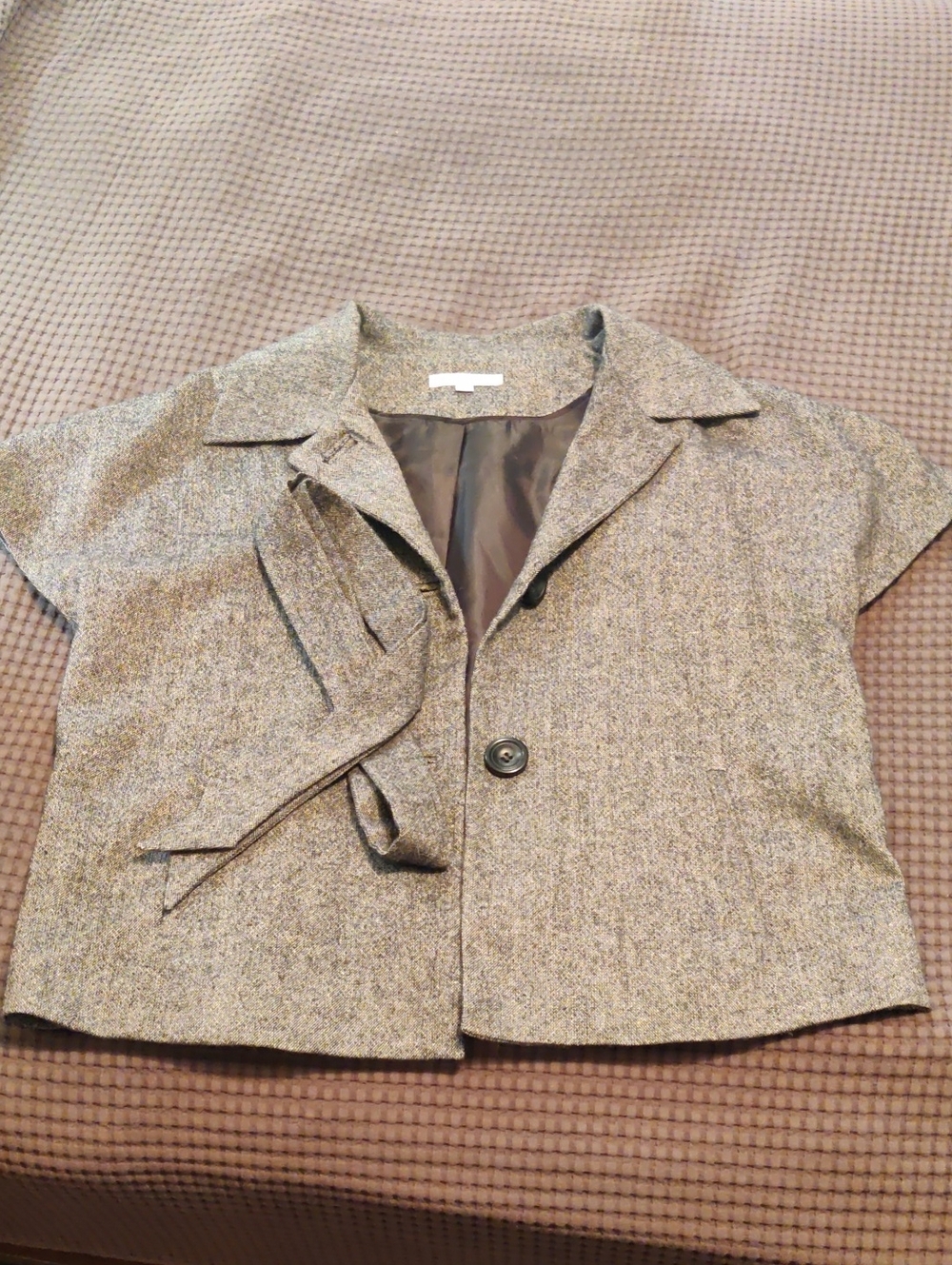 Women's Gray Short Sleeve Wool-Blend Jacket